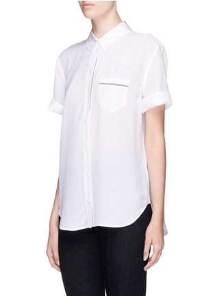 Front View - Click To Enlarge - EQUIPMENT - 'Betty 3x1' stripe border silk crepe shirt