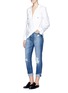 Figure View - Click To Enlarge - EQUIPMENT - 'Kiley' lace-up distressed denim shirt