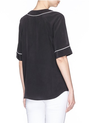 Back View - Click To Enlarge - EQUIPMENT - 'Atley' silk crepe baseball shirt