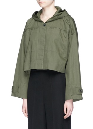 Front View - Click To Enlarge - T BY ALEXANDER WANG - Cropped hooded cotton jacket