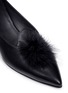 Detail View - Click To Enlarge - TRADEMARK - 'Castainge' feather pompom leather wedge mules