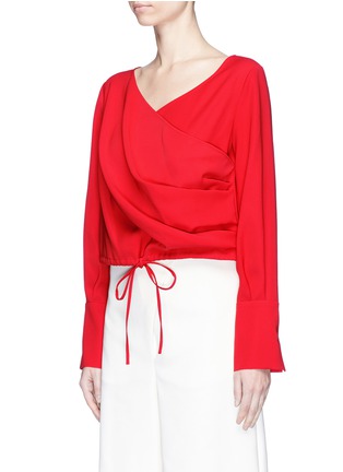 Front View - Click To Enlarge - ADEAM - Surplice neck cady crepe drawstring top