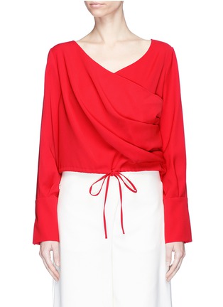 Main View - Click To Enlarge - ADEAM - Surplice neck cady crepe drawstring top