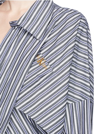Detail View - Click To Enlarge - GROUND ZERO - Stripe asymmetric panel Oxford shirt