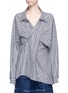 Main View - Click To Enlarge - GROUND ZERO - Stripe asymmetric panel Oxford shirt