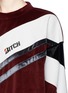 Detail View - Click To Enlarge - GROUND ZERO - Slogan embroidered velvet patchwork sweatshirt