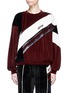 Main View - Click To Enlarge - GROUND ZERO - Slogan embroidered velvet patchwork sweatshirt