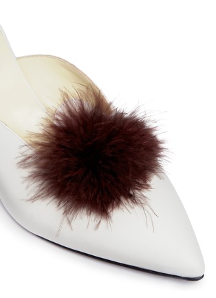 Detail View - Click To Enlarge - TRADEMARK - 'Suzanne' feather pompom leather mules
