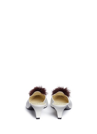 Back View - Click To Enlarge - TRADEMARK - 'Suzanne' feather pompom leather mules