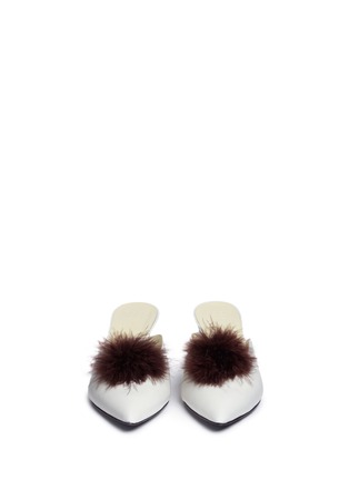Front View - Click To Enlarge - TRADEMARK - 'Suzanne' feather pompom leather mules
