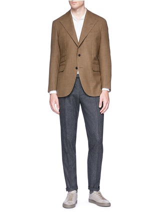 Figure View - Click To Enlarge - CAMOSHITA - Wool houndstooth soft blazer