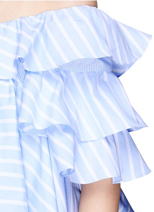 Detail View - Click To Enlarge - TOME - Ruffle stripe poplin off-shoulder blouse