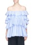 Main View - Click To Enlarge - TOME - Ruffle stripe poplin off-shoulder blouse