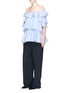 Figure View - Click To Enlarge - TOME - Ruffle stripe poplin off-shoulder blouse