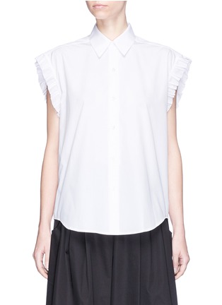 Main View - Click To Enlarge - TOME - Lace-up back ruffle poplin shirt