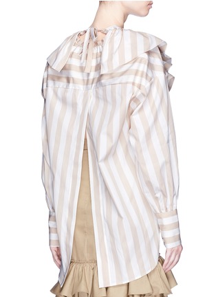 Back View - Click To Enlarge - TOME - Ruffle bib stripe poplin peasant blouse
