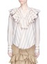 Main View - Click To Enlarge - TOME - Ruffle bib stripe poplin peasant blouse