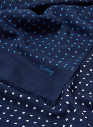 Detail View - Click To Enlarge - DRAKE'S - Polka dot print wool-silk scarf