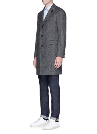 Front View - Click To Enlarge - LARDINI - Wool-cashmere herringbone coat