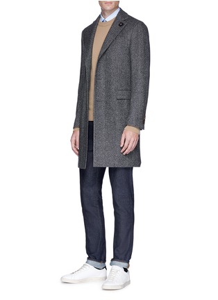 Figure View - Click To Enlarge - LARDINI - Wool-cashmere herringbone coat