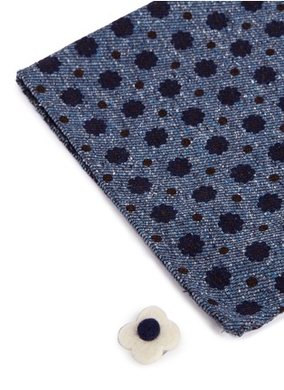Detail View - Click To Enlarge - LARDINI - Floral polka dot silk-cotton twill pocket square