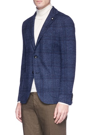 Front View - Click To Enlarge - LARDINI - Windowpane check cotton-wool soft blazer