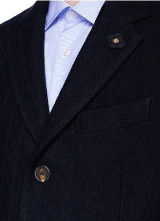 Detail View - Click To Enlarge - LARDINI - Cable knit jacquard twill coat