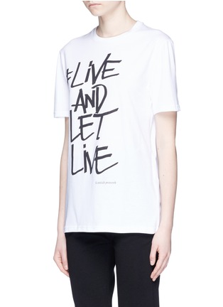 Front View - Click To Enlarge - NEIL BARRETT - '#LIVE AND LET LIVE' graffiti print T-shirt