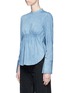 Front View - Click To Enlarge - NEIL BARRETT - Elastic waist denim long sleeve top