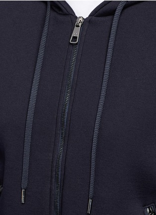 Detail View - Click To Enlarge - NEIL BARRETT - 'DO OR DO NOT' print sleeve neoprene zip hoodie