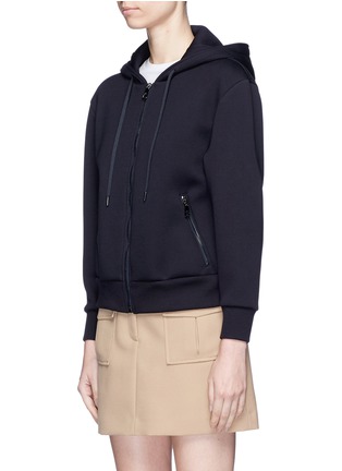 Front View - Click To Enlarge - NEIL BARRETT - 'DO OR DO NOT' print sleeve neoprene zip hoodie