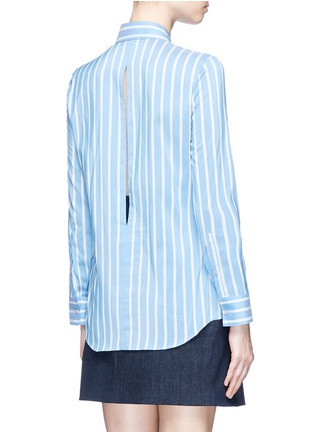 Back View - Click To Enlarge - NEIL BARRETT - Open back stripe cotton-silk poplin shirt