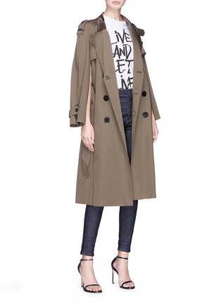 Figure View - Click To Enlarge - NEIL BARRETT - Convertible sleeve satin trench coat