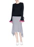 Figure View - Click To Enlarge - PHVLO - Crochet bell cuff pleated sweater