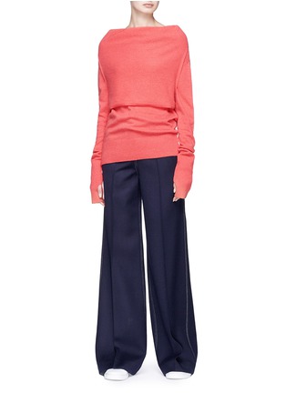 Figure View - Click To Enlarge - PHVLO - Layered boat neck rib knit top