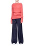 Figure View - Click To Enlarge - PHVLO - Layered boat neck rib knit top