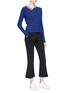 Figure View - Click To Enlarge - PHVLO - Crochet knit collar overlay staggered hem sweater