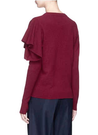 Back View - Click To Enlarge - PHVLO - Ruffle shoulder cashmere-Merino wool sweater