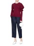 Figure View - Click To Enlarge - PHVLO - Ruffle shoulder cashmere-Merino wool sweater