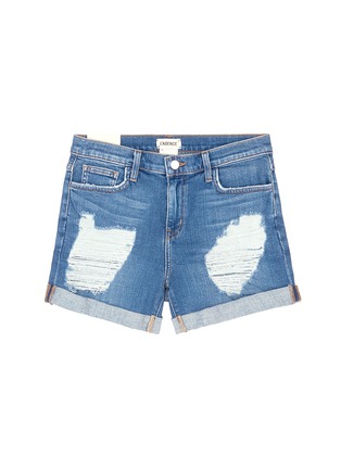 Main View - Click To Enlarge - L'AGENCE - 'Balboa' distressed slouchy denim shorts