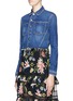 Front View - Click To Enlarge - L'AGENCE - 'Zuma' let out hem cropped denim jacket