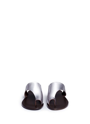 Front View - Click To Enlarge - ATP ATELIER - 'Rosa' vegetable tanned metallic leather slide sandals