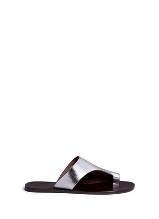 Main View - Click To Enlarge - ATP ATELIER - 'Rosa' vegetable tanned metallic leather slide sandals