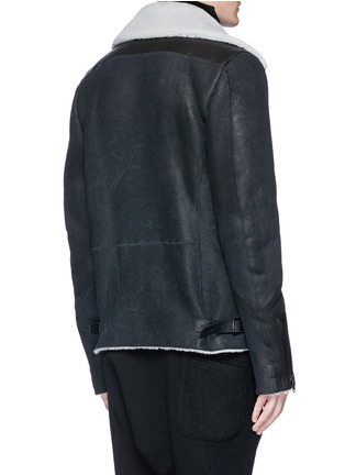 Back View - Click To Enlarge - THE VIRIDI-ANNE - Colourblock sheepskin shearling bomber jacket