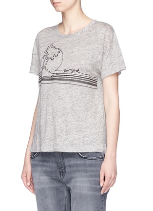 Front View - Click To Enlarge - RAG & BONE - Palm tree embroidered linen knit T-shirt