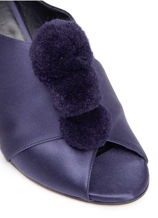 Detail View - Click To Enlarge - TRADEMARK - Pompom satin mules