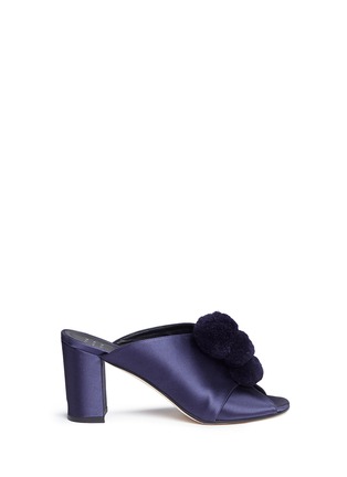 Main View - Click To Enlarge - TRADEMARK - Pompom satin mules