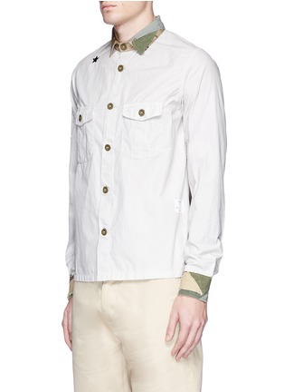 Front View - Click To Enlarge - THE EDITOR - Camouflage print patchwork collar shirt