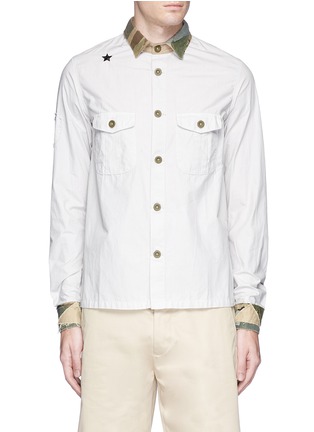 Main View - Click To Enlarge - THE EDITOR - Camouflage print patchwork collar shirt
