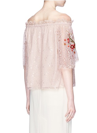 Back View - Click To Enlarge - 68244 - 'Leo' off-shoulder embroidered floral lace top